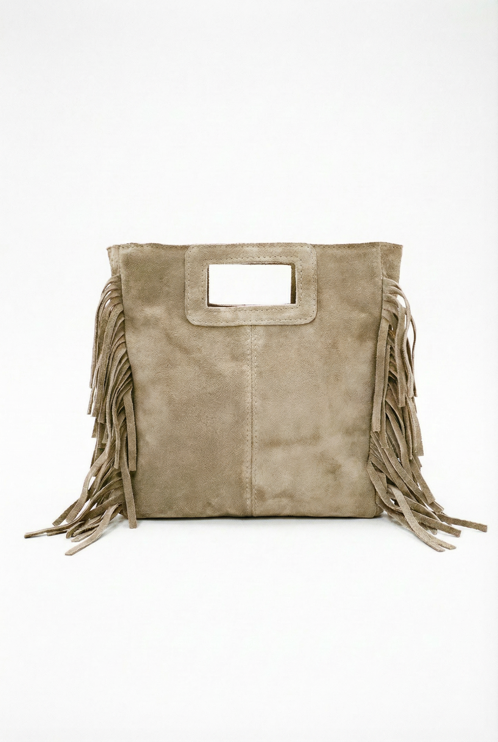 Borsa in vera pelle scamosciata con frange – Made in Italy