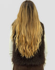 Gilet donna in ecopelliccia con ampio collo