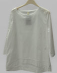 Blusa girocollo in cotone con manica a 3/4 e linea pulita