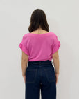 Maglia scollo a v e maniche volant