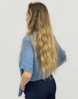 Camicia in lino con nodo frontale e maniche ampie
