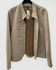 Giacca donna effetto suede con bottoni decorativi