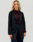 Blazer lungo donna con revers e tasche
