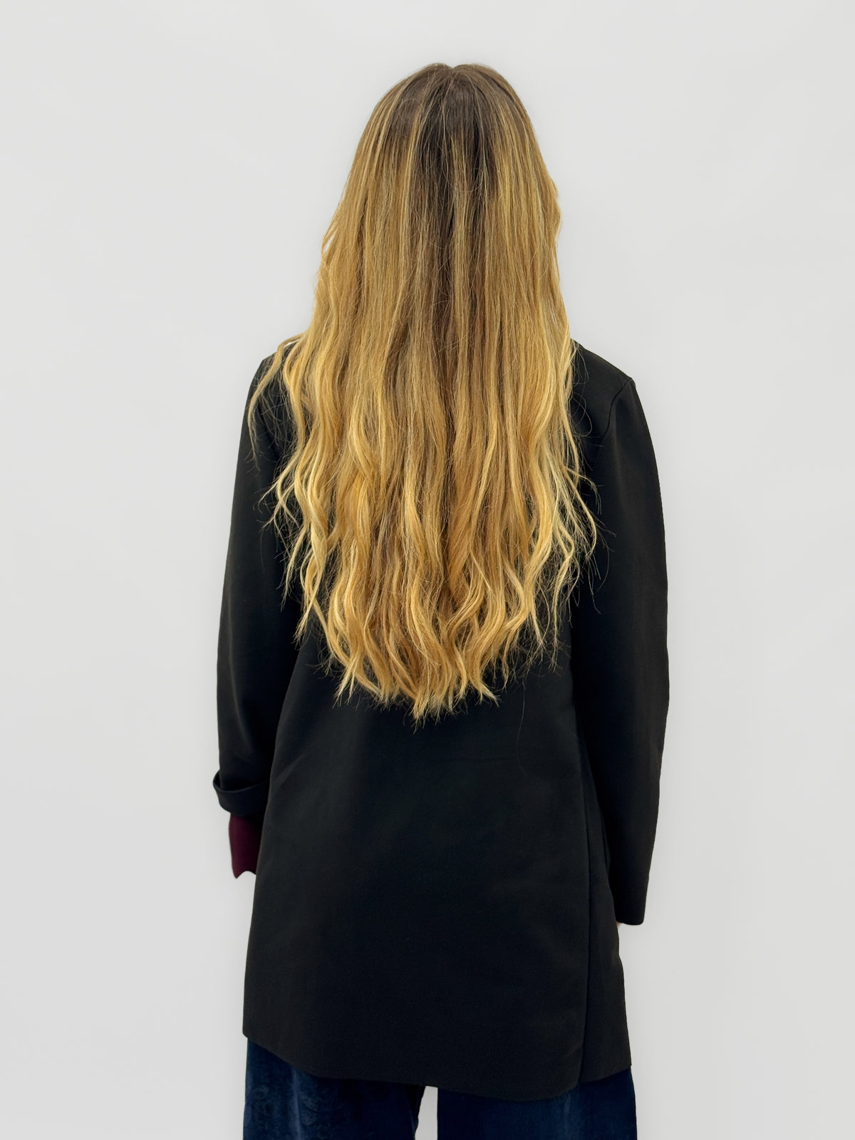 Blazer lungo donna con revers e tasche