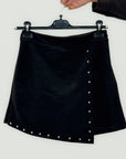 Gonna pantalone donna effetto suede con borchie