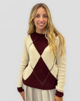 Maglione donna fantasia rombi misto lana