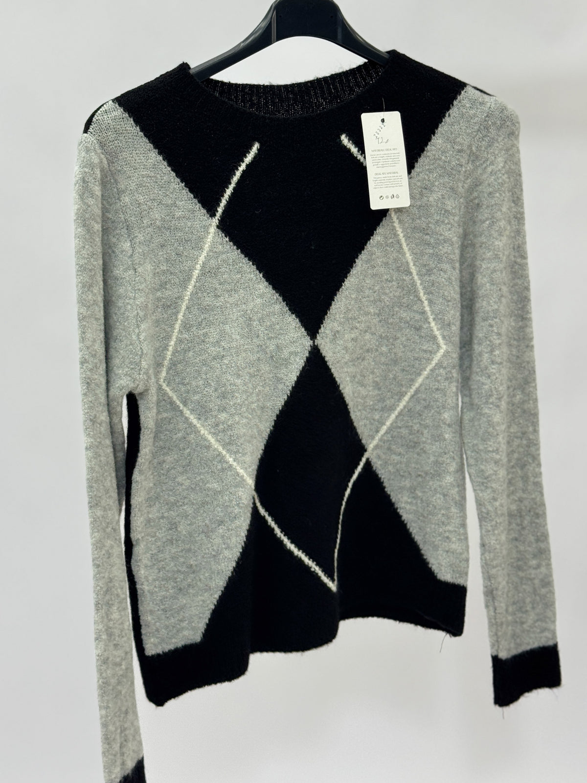 Maglione donna fantasia rombi misto lana