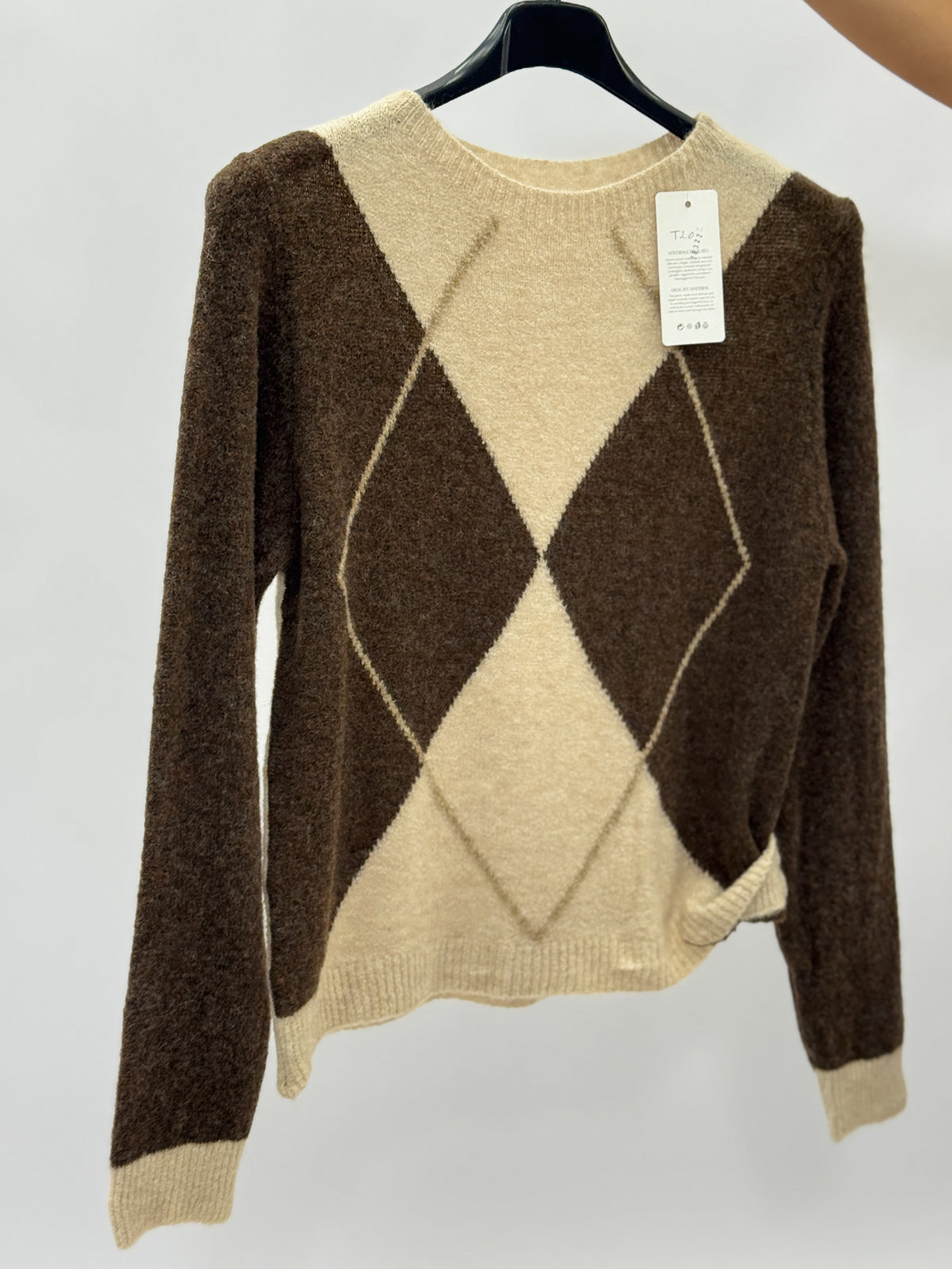 Maglione donna fantasia rombi misto lana