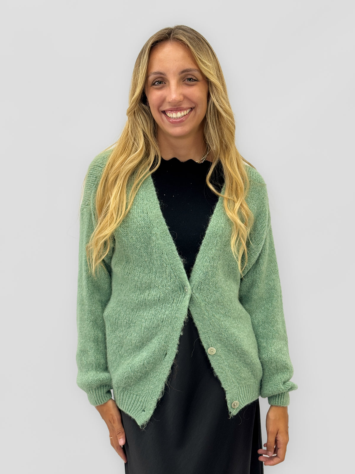 Cardigan donna morbido con bottoni misto alpaca