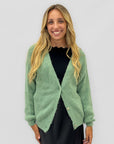 Cardigan donna morbido con bottoni misto alpaca