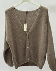 Cardigan donna morbido con bottoni misto alpaca