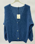 Cardigan donna morbido con bottoni misto alpaca