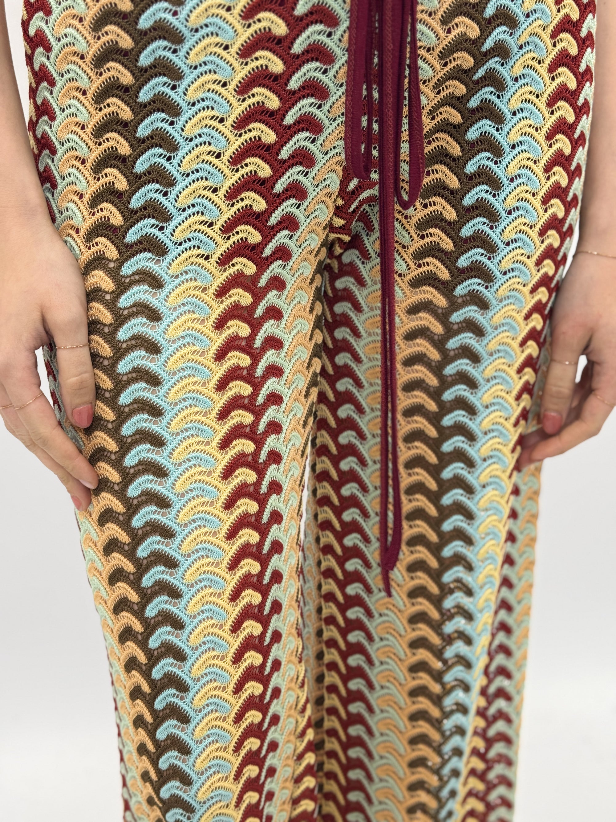 Pantalone fluido fantasia con coulisse in vita