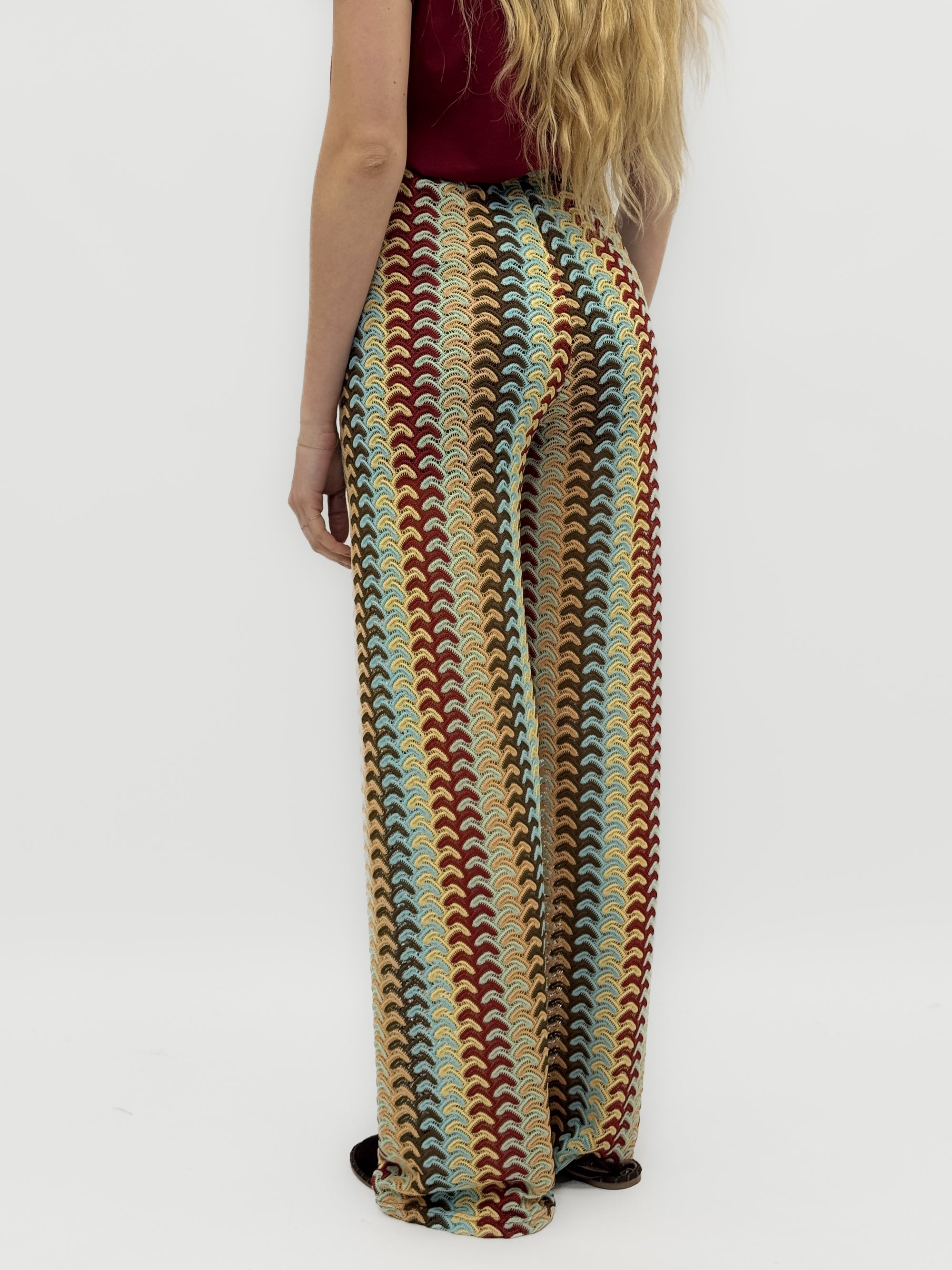 Pantalone fluido fantasia con coulisse in vita