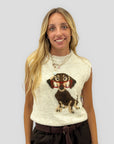 Gilet donna in maglia con cagnolino