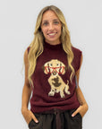 Gilet donna in maglia con cagnolino