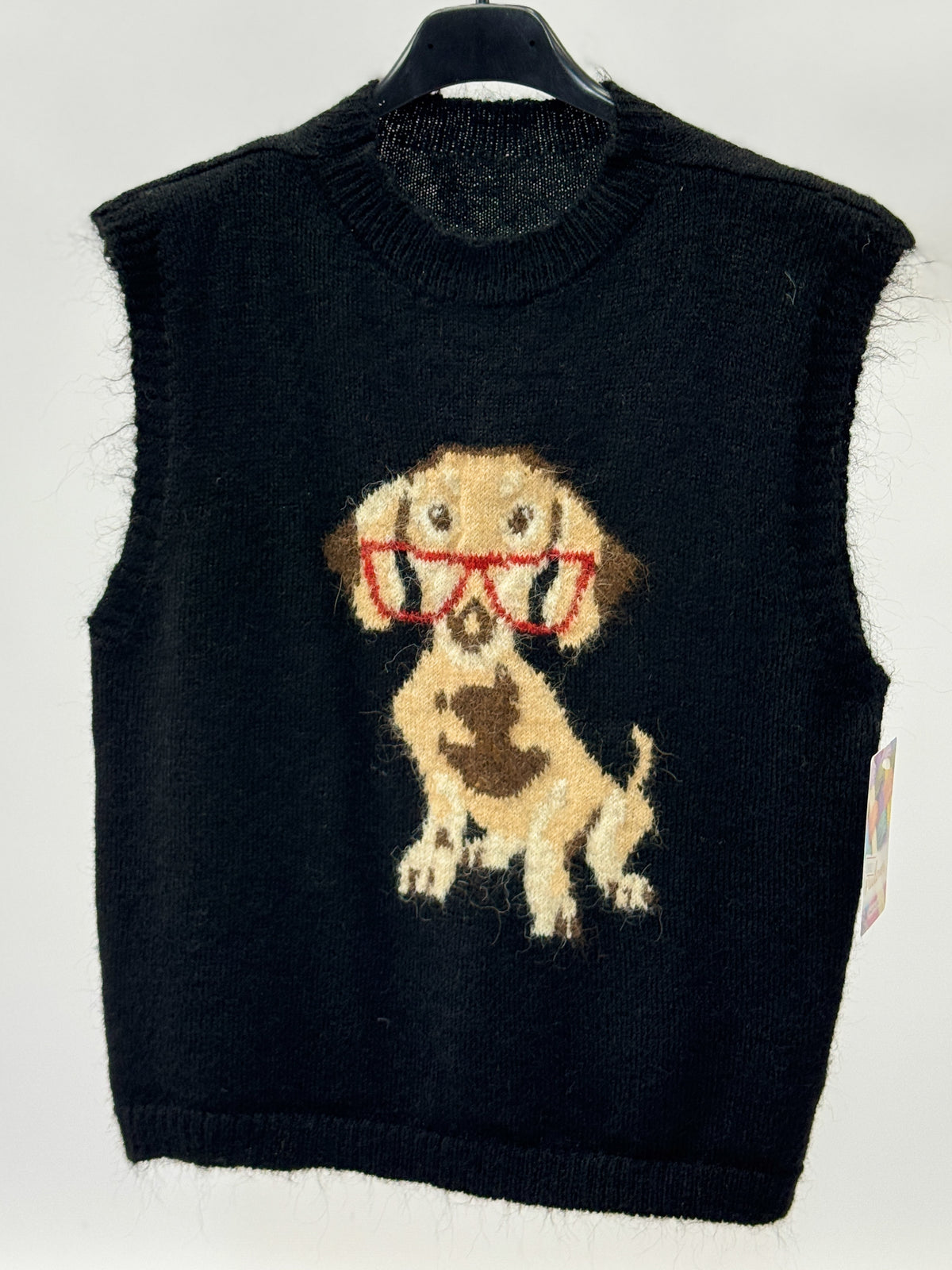 Gilet donna in maglia con cagnolino