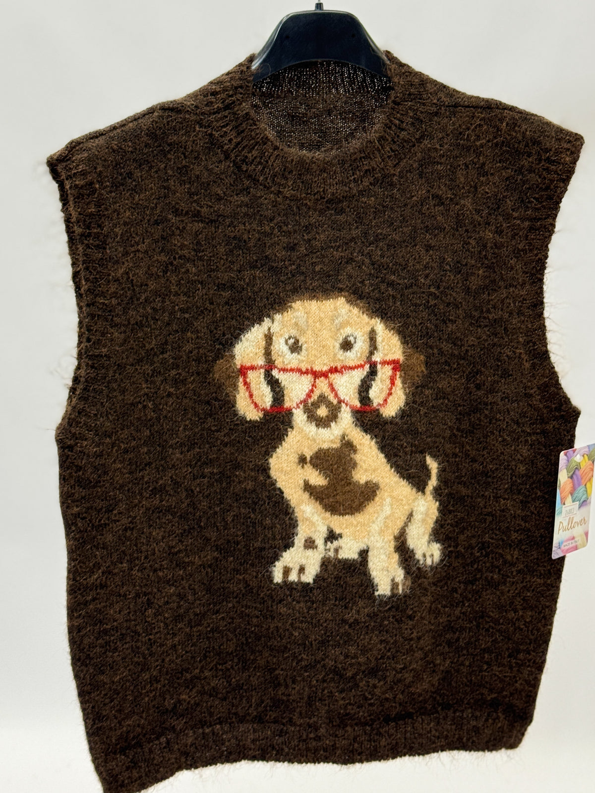 Gilet donna in maglia con cagnolino