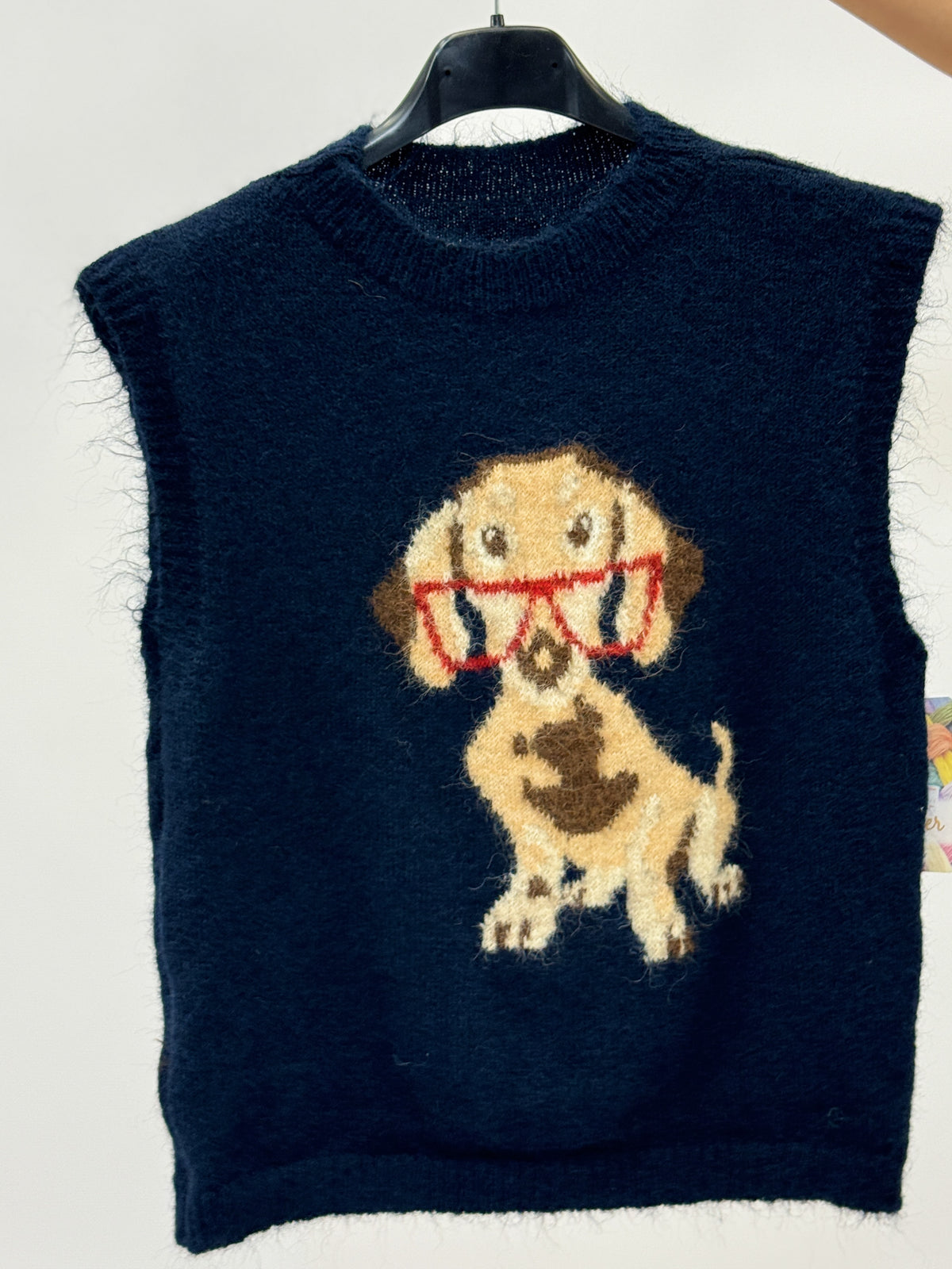 Gilet donna in maglia con cagnolino