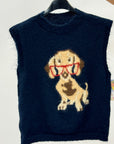 Gilet donna in maglia con cagnolino