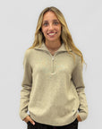 Maglia donna con collo alto e mezza zip