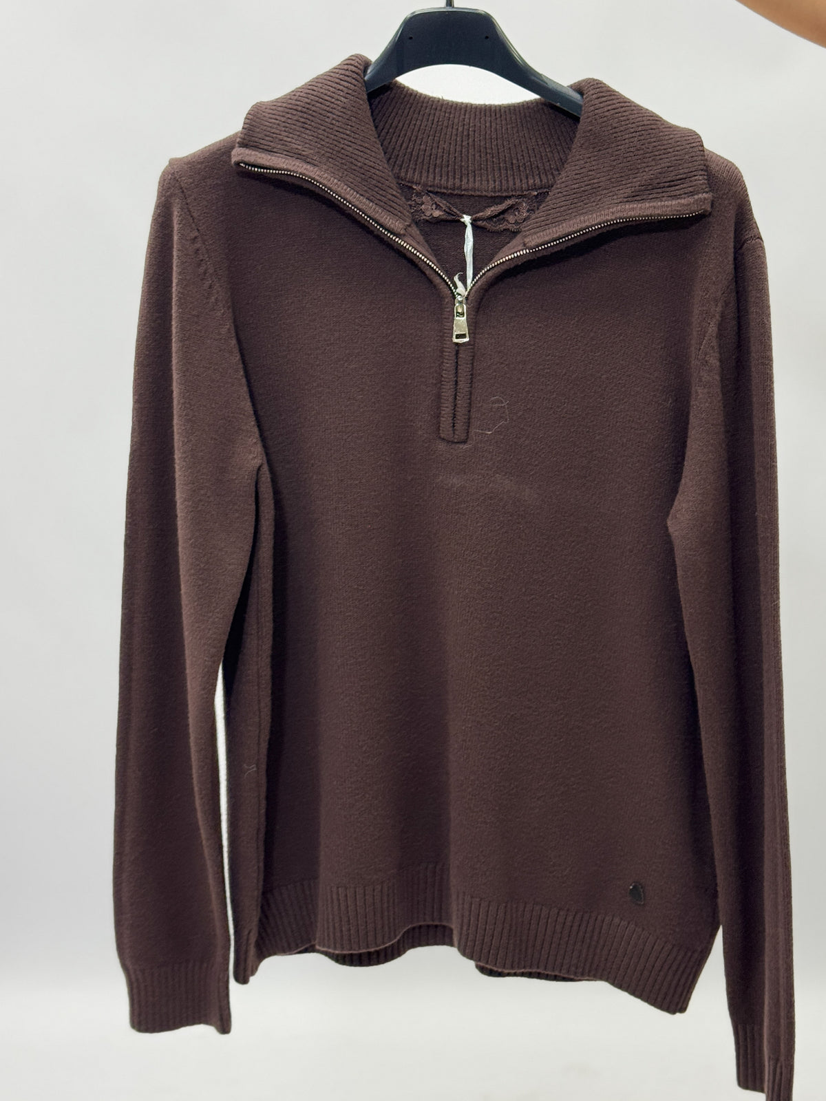 Maglia donna con collo alto e mezza zip