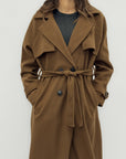Cappotto lungo doppiopetto con cintura