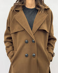 Cappotto lungo doppiopetto con cintura
