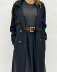 Cappotto lungo doppiopetto con cintura