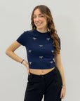 Maglia mezze maniche con fiocchi