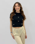 Maglia mezze maniche con fiocchi
