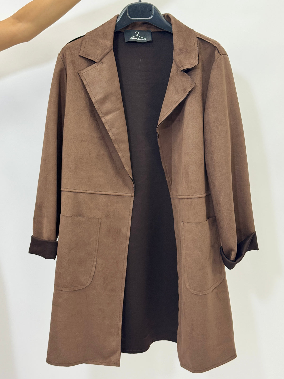 Blazer lungo donna con revers e tasche
