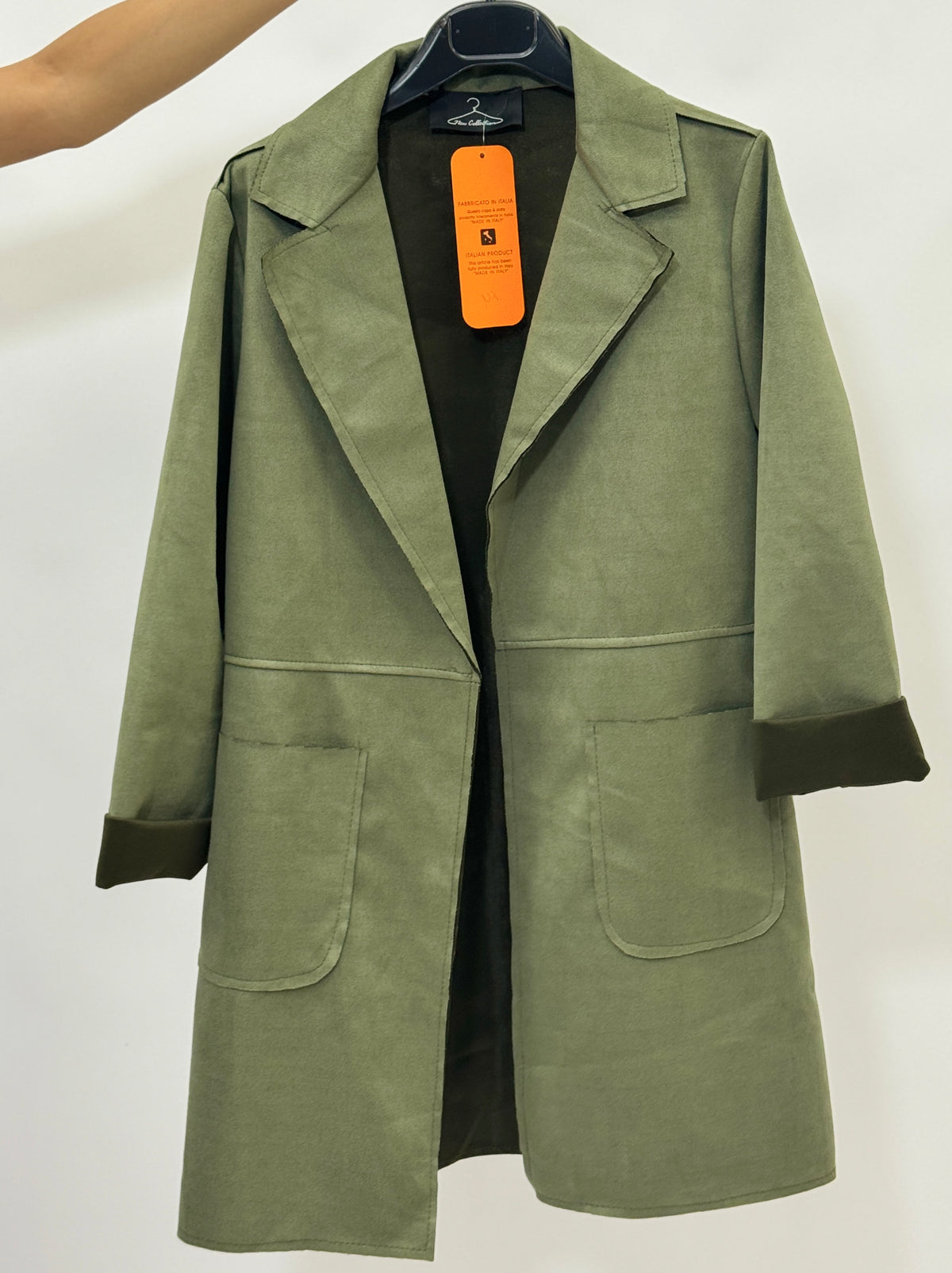 Blazer lungo donna con revers e tasche