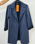Blazer lungo donna con revers e tasche