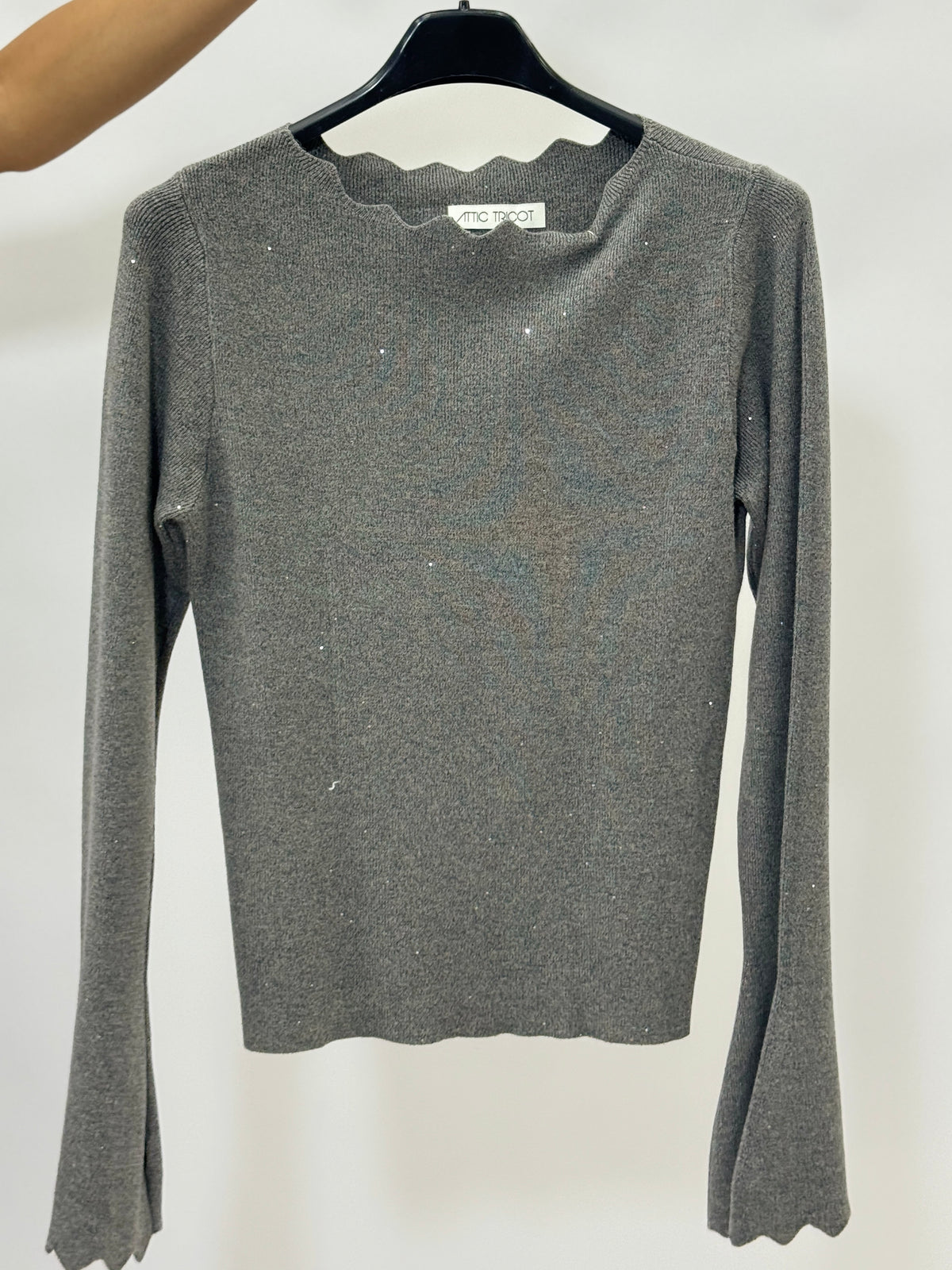 Maglia donna con strass e collo alto