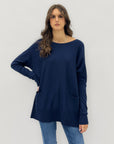 Maglione lungo con tasche frontali