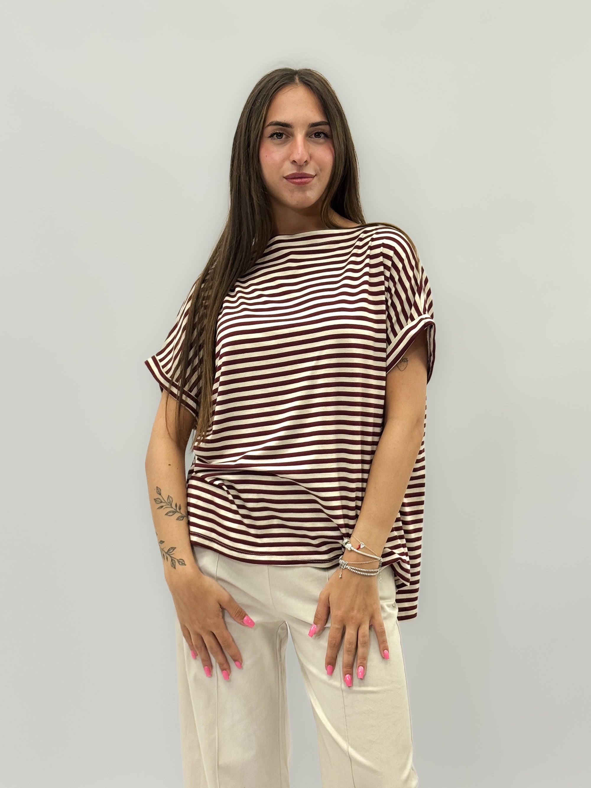 T-shirt con righe taglia comoda