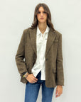 Blazer in lana fantasia spigata – Marrone