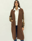 Cardigan lungo in teddy e maglia