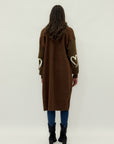 Cardigan lungo in teddy e maglia