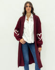 Cardigan lungo in teddy e maglia