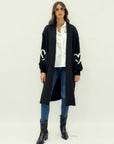 Cardigan lungo in teddy e maglia