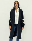 Cardigan lungo in teddy e maglia