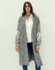 Cardigan lungo in teddy e maglia