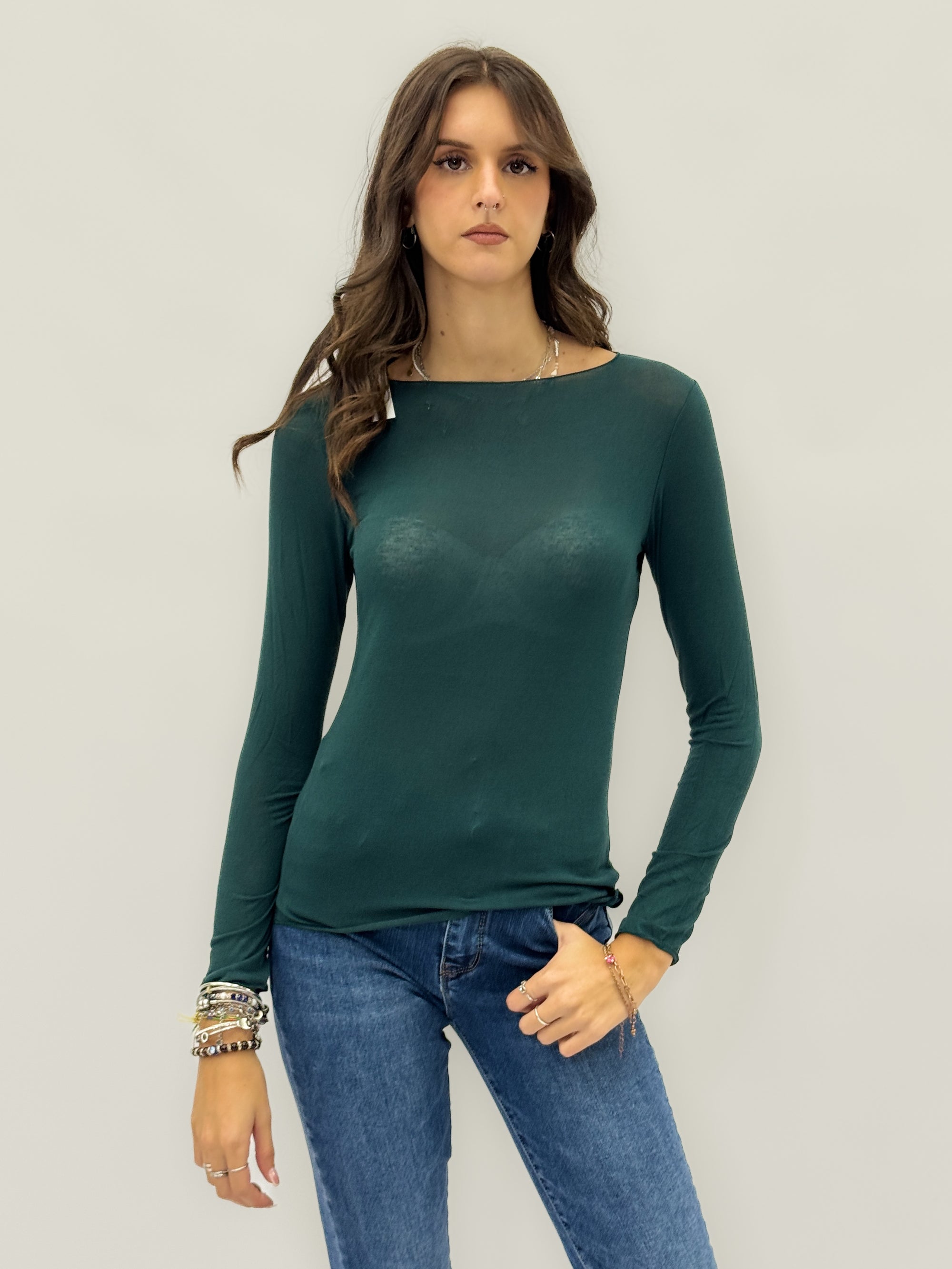 Maglia scollo barchetta in cashmere
