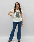 Pantaloni jeans elasticizzati a zampa