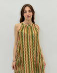 Abito lungo scollo halter in lurex