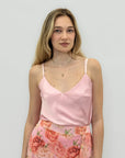 Top Donna Satinato con Spalline Sottili