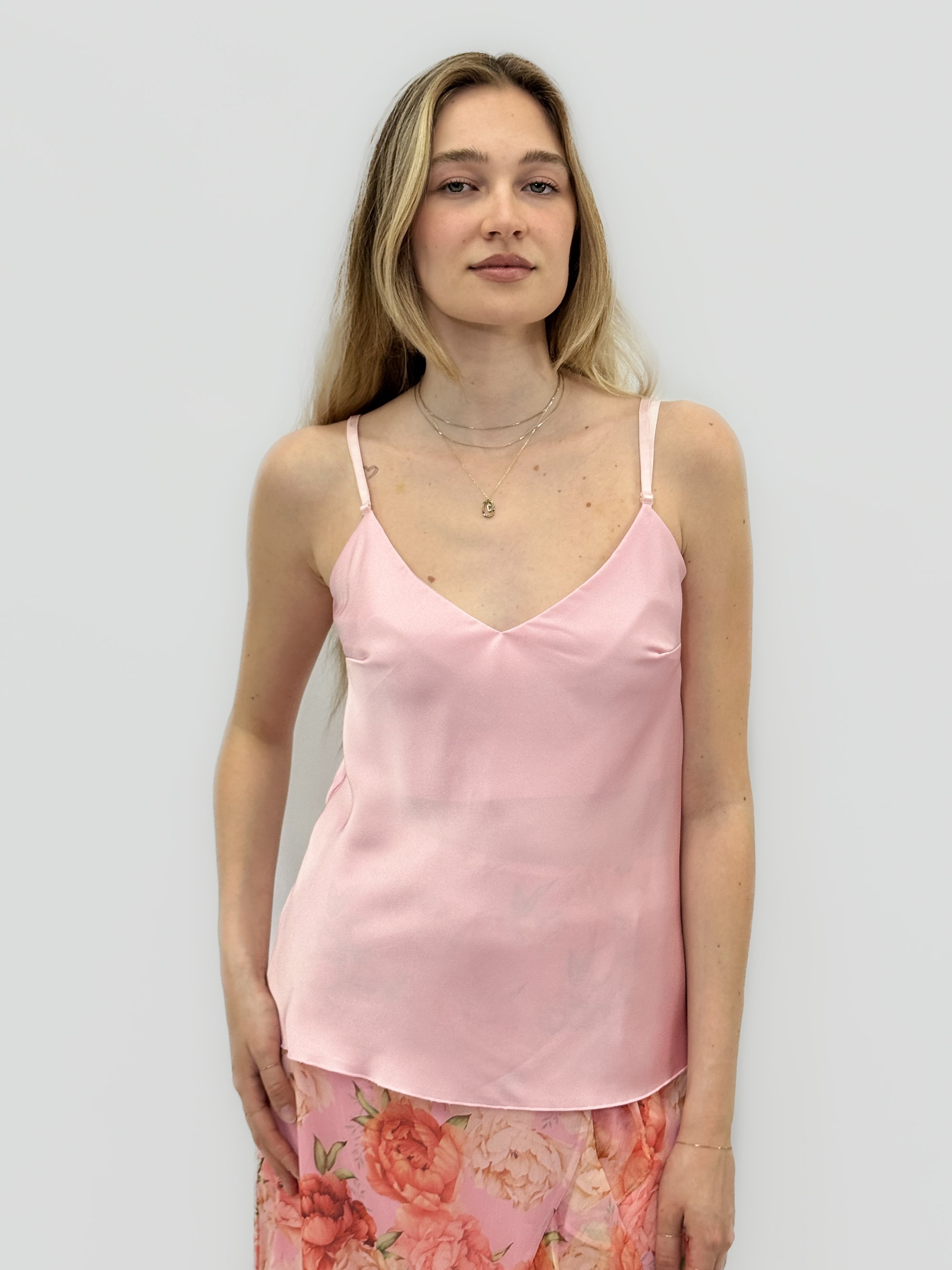 Top Donna Satinato con Spalline Sottili