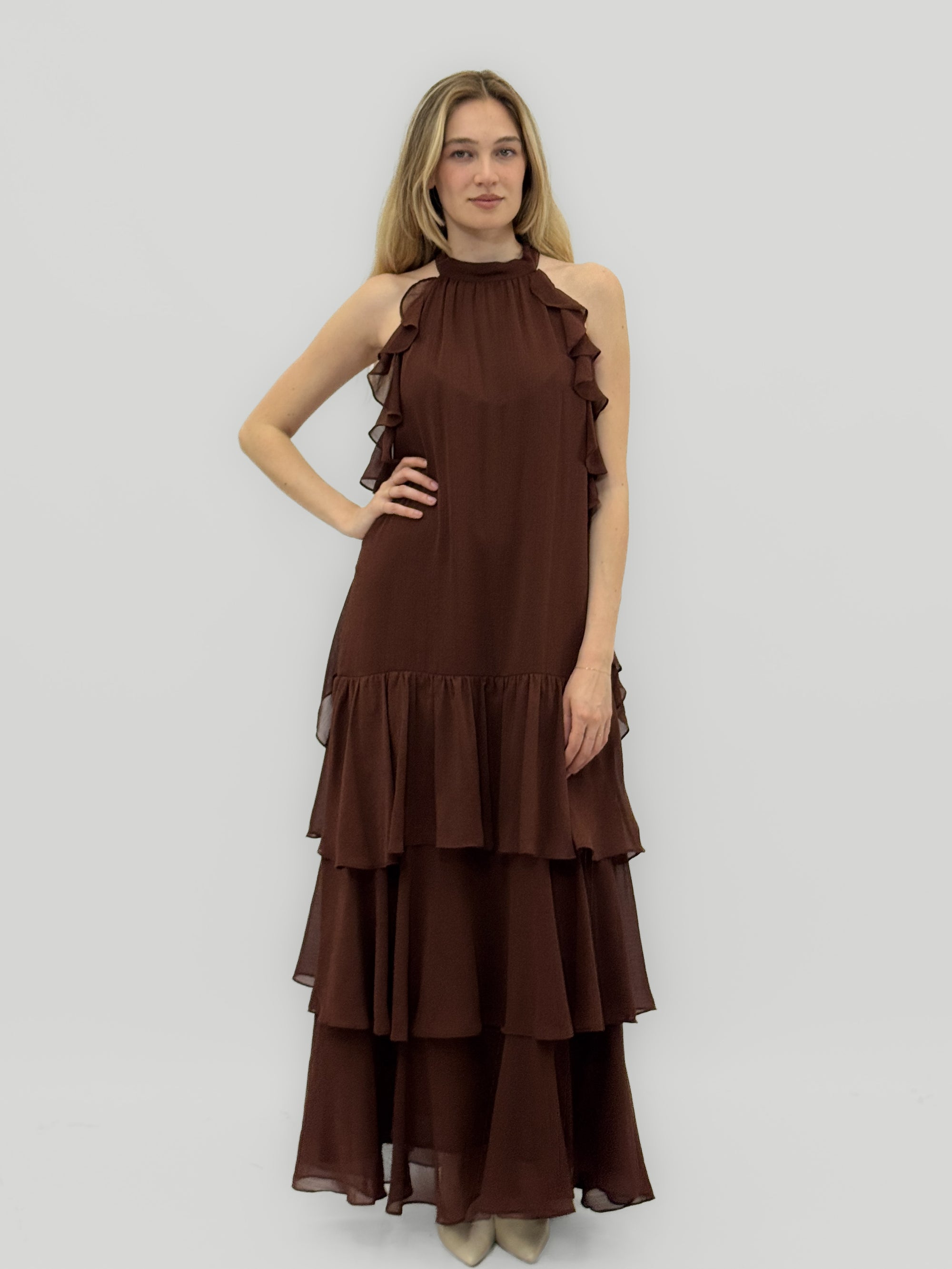 Abito Donna Lungo con Volant e Balze